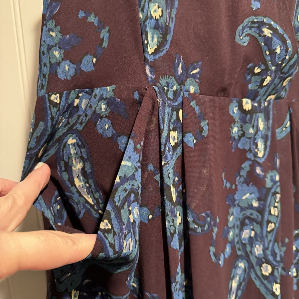 Cabi Treasure Paisley Dress Purple Sleeveless Size 8 - Picture 4 of 7